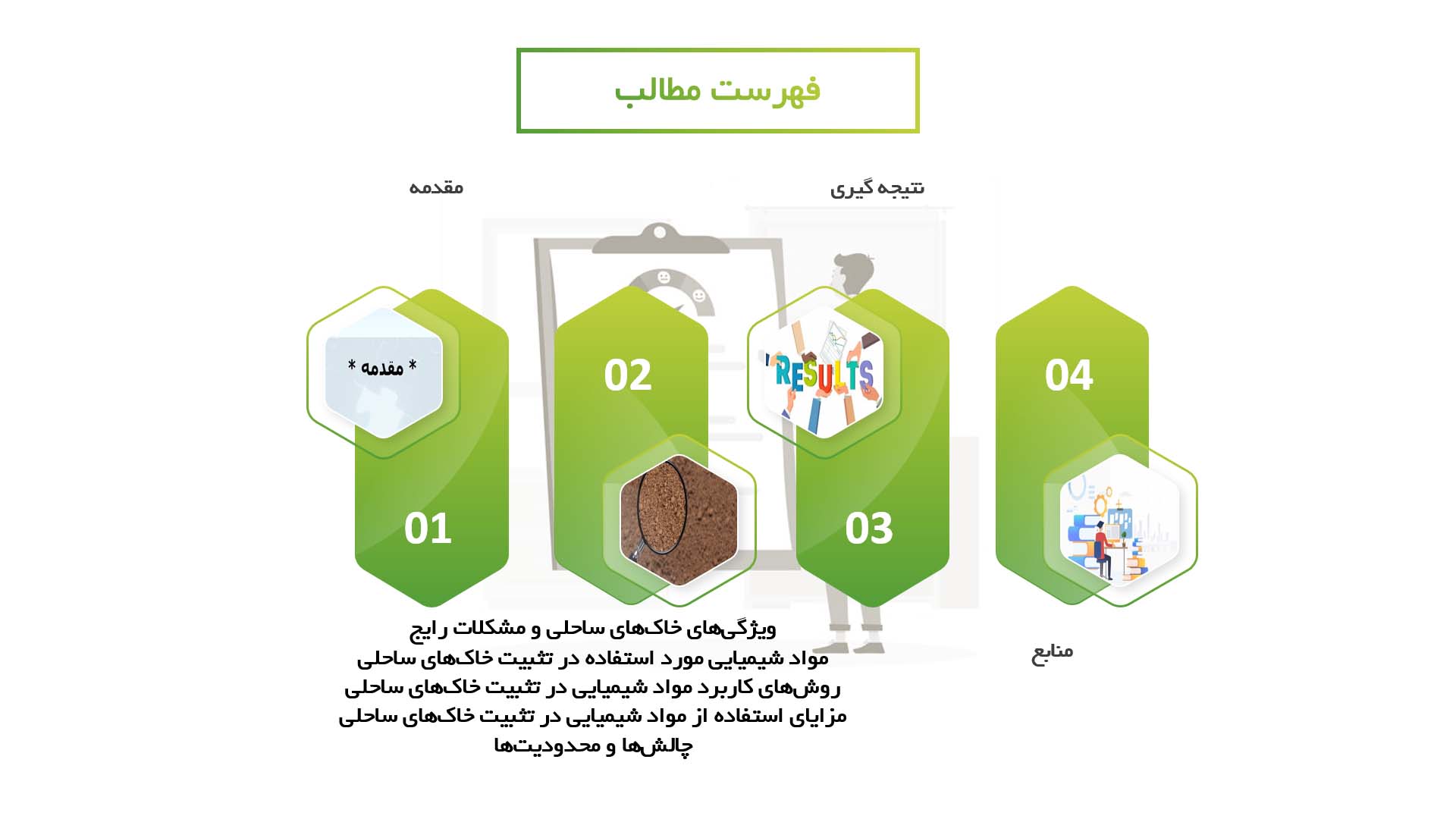 پاورپوینت در مورد استفاده از مواد شیمیایی در تثبیت خاک‌های ساحلی